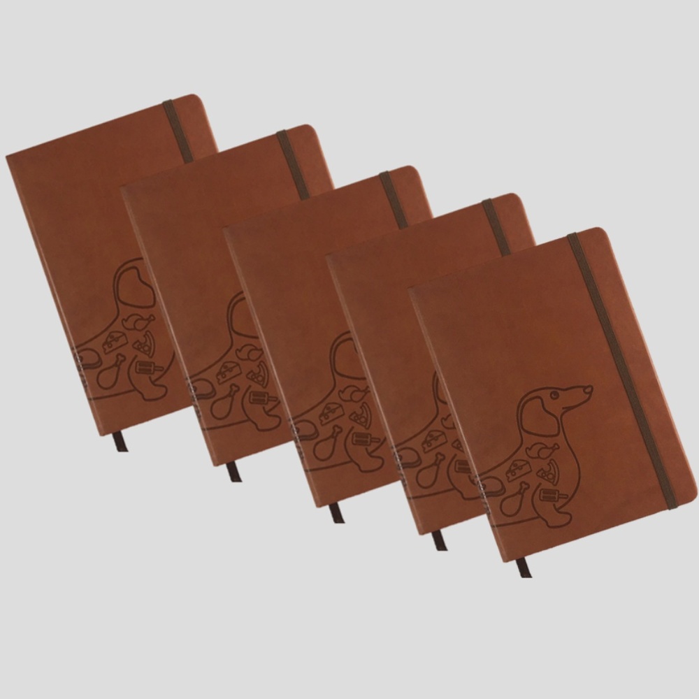 A5 PU LEATHER HARDCOVER DACHSHUND 5 PCS (DOT GRID)